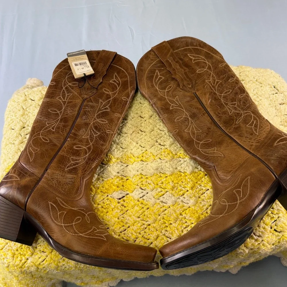 Ariat Womens Heritage D Toe Stretch Fit Dark Tan Leather Western Boots 10038313 - Picture 2 of 16